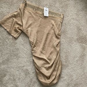 Cache Gold Sparkly Off  The Shoulder Top, XS, new, with tag, never worn